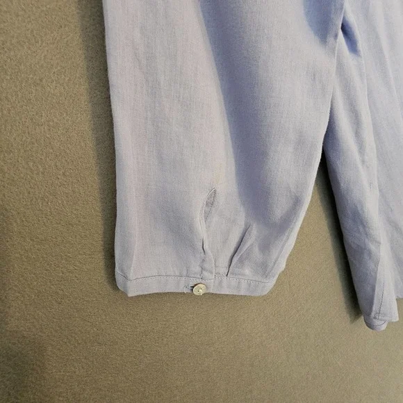 J Jill Linen Blend Cutwork Tunic Top Women M Missy Blue Raglan Coastal Boho Poet - Picture 4 of 9